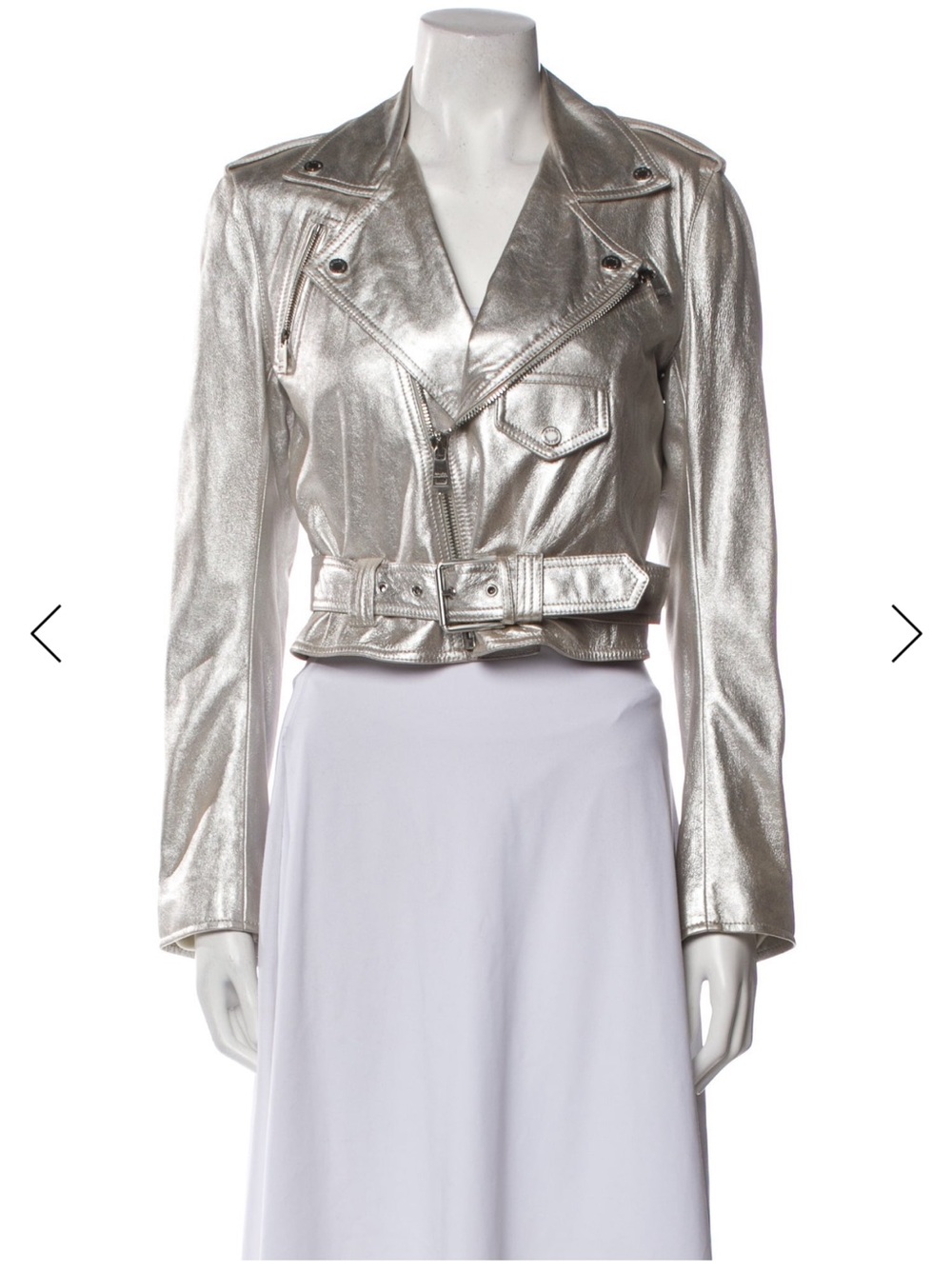 Ralph Lauren Black Label Fabulous Silver Cropped Leather Moto Jacket